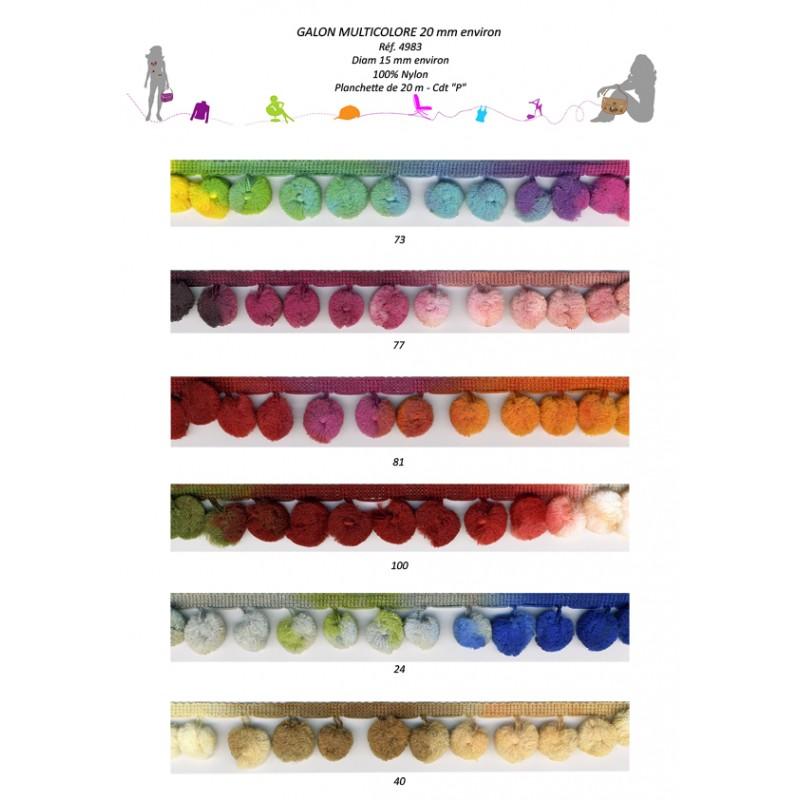 Stephanoise S4983 - GALON POMPONS MULTICOLOR