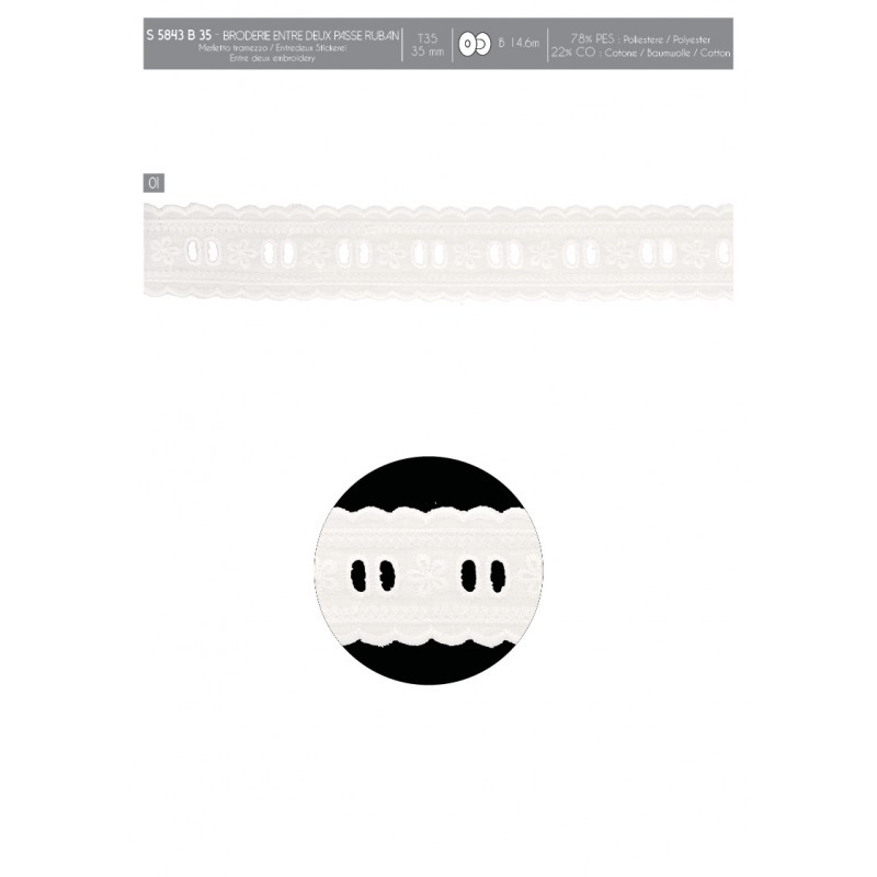 Stephanoise S5843 - BRODERIE ENTRE DEUX PASSE RUBAN