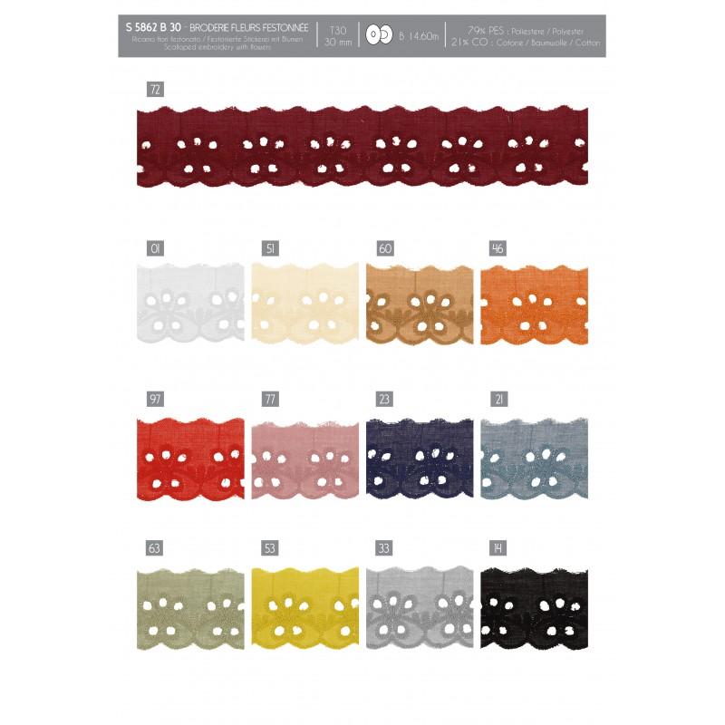 Stephanoise S5862 - BRODERIE FLEURS FESTONNEE