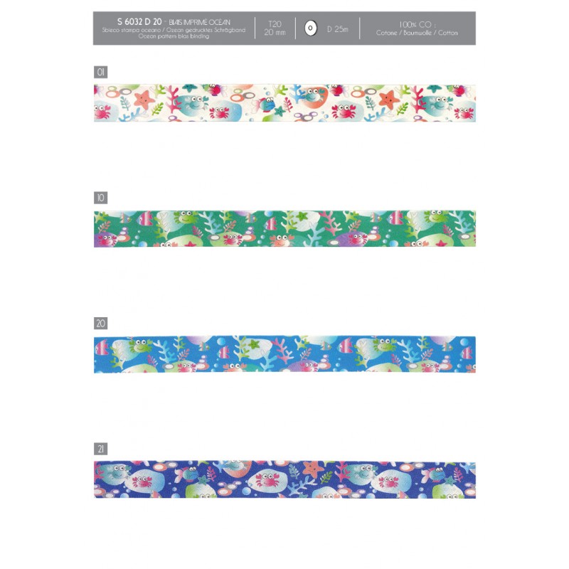 Stephanoise S6032 - BIAIS IMPRIMÉ OCÉAN