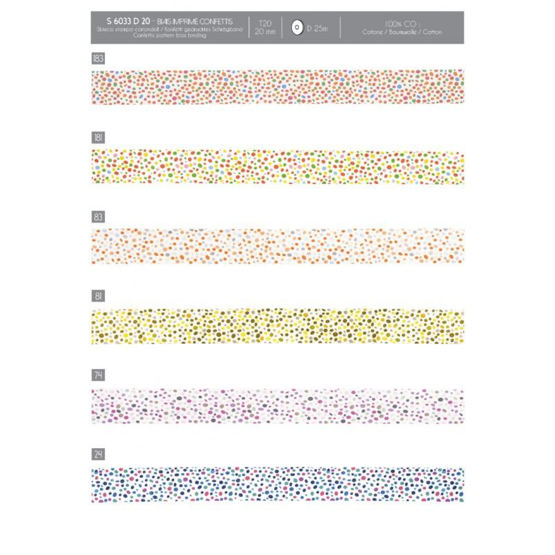 Stephanoise S6033 - BIAIS IMPRIMÉ CONFETTIS