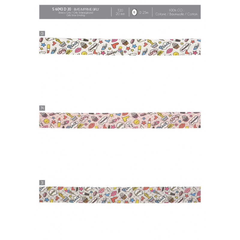 Stephanoise S6043 - BIAIS IMPRIMÉ GIRLY