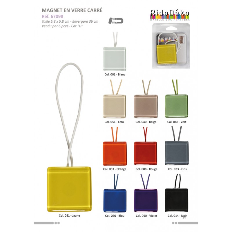 Stephanoise S67098 - MAGNET CARRE VERRE CORDON CUIR