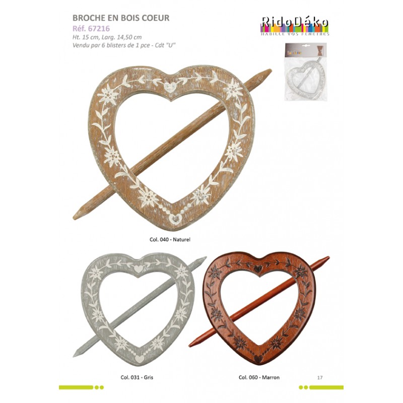Stephanoise S67216 - BROCHE COEUR GRAVÉ X 6