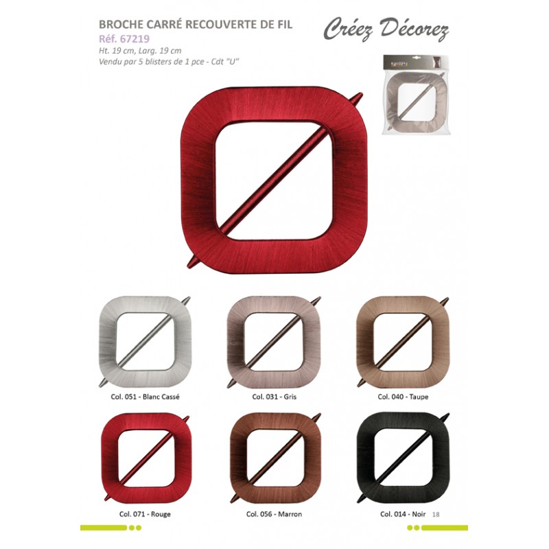 Stephanoise S67219 - BROCHE CARREE RECOUVERTE DE FIL