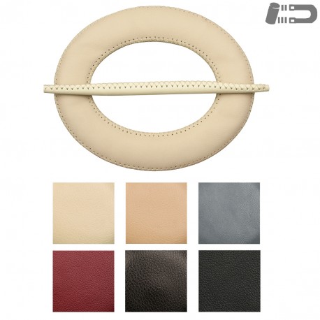 stephanoise S67220 - BROCHE OVALE CUIR VERITABLE