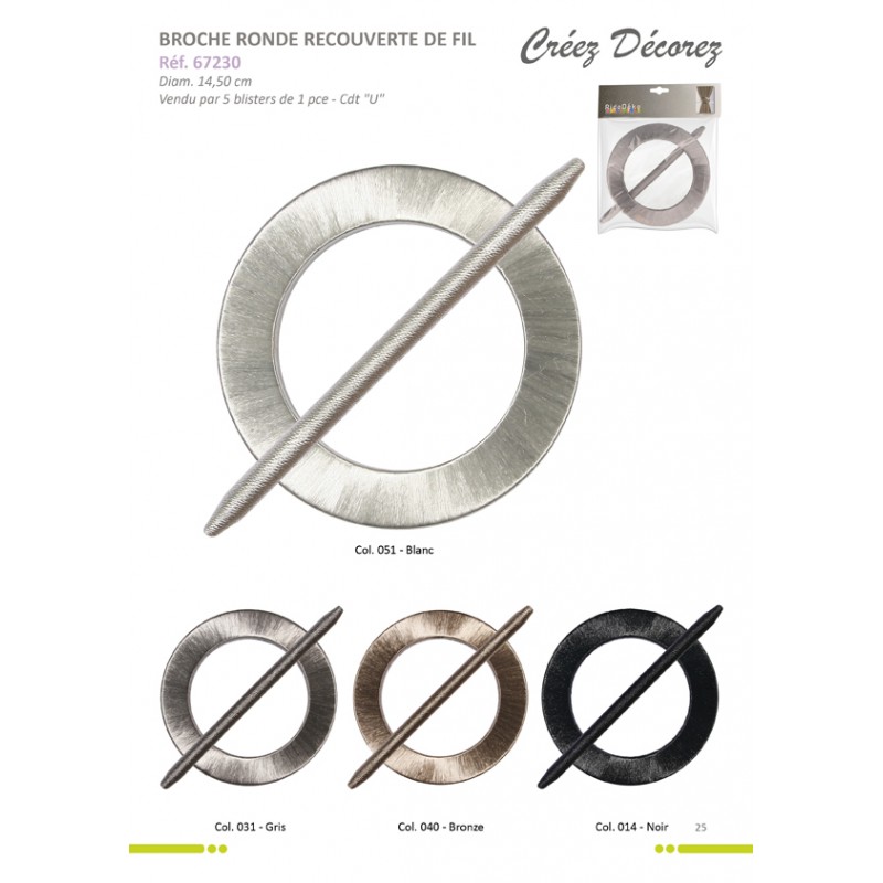 Stephanoise S67230 - BROCHE RONDE RECOUVERTE FIL