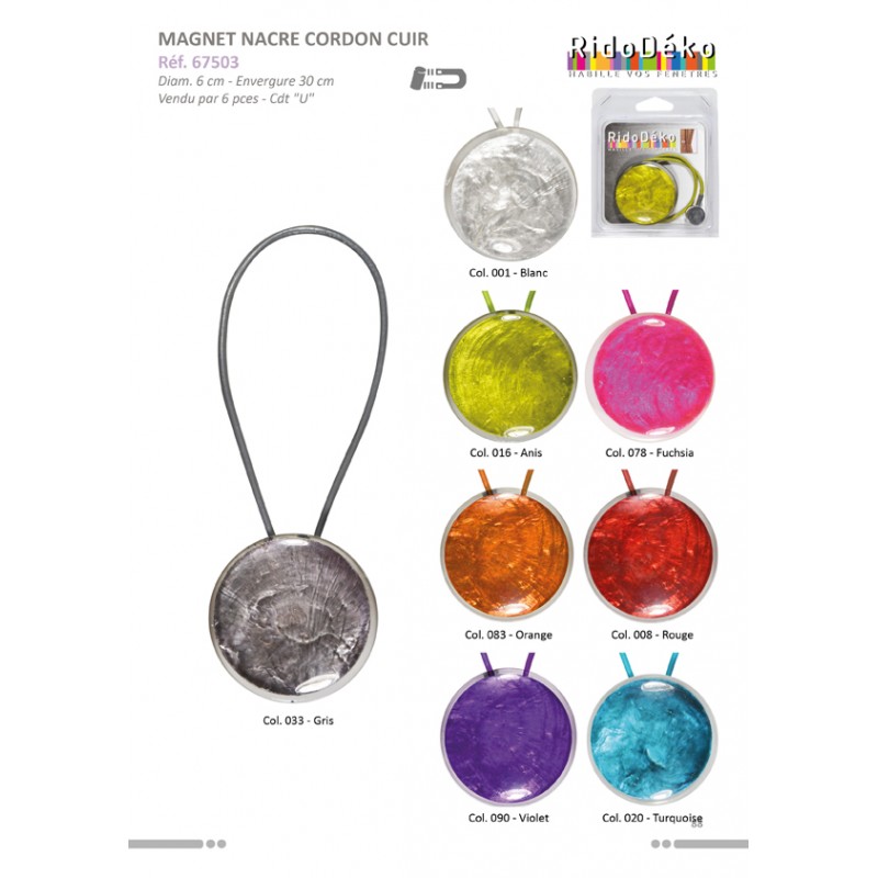 Stephanoise S67503 - MAGNET ROND NACRE CORDON CUIR