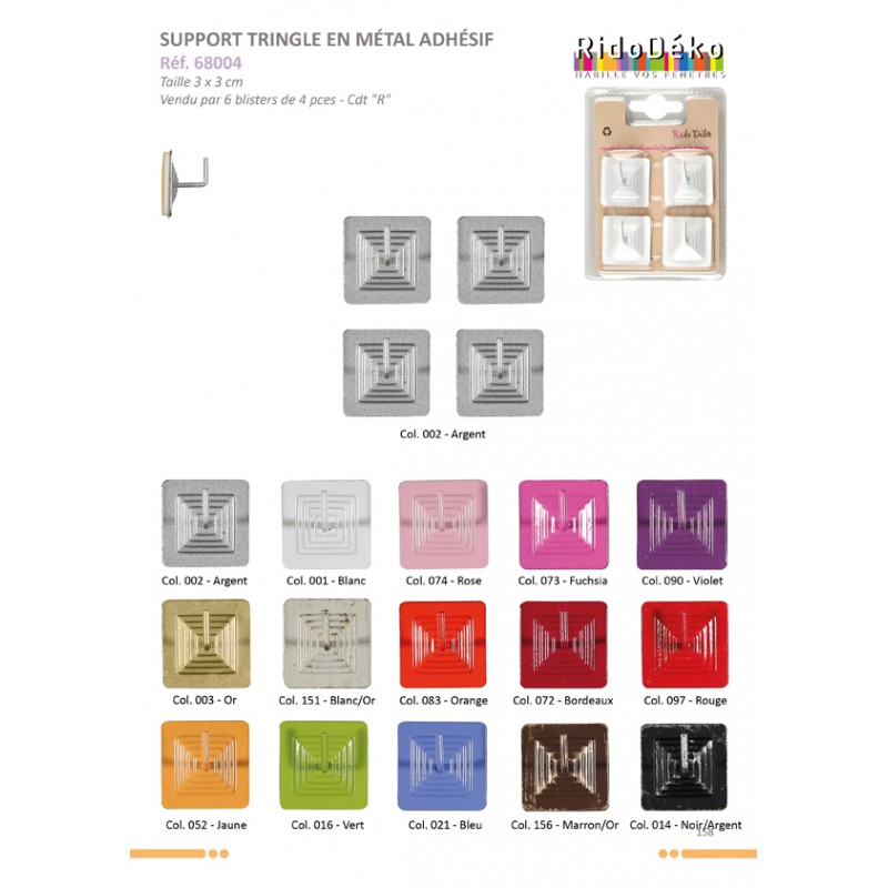 Stephanoise S68004 - 4 SUPPORTS TRINGLES ADHESIF