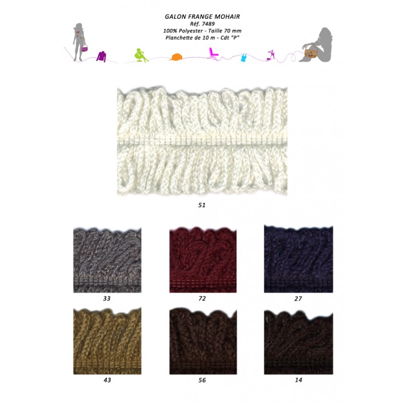 Stephanoise S7489 - GALON FRANGES MOHAIR 70MM