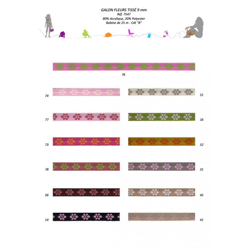 Stephanoise S7547 - GALON FLEUR TISSE 9MM
