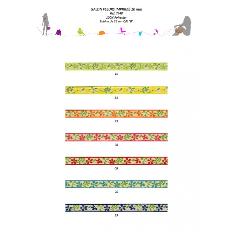 Stephanoise S7548 - GALON FLEUR IMPRIME 10MM