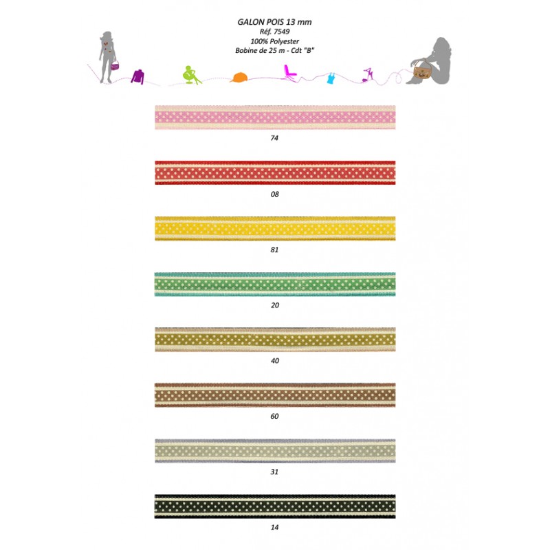 Stephanoise S7549 - GALON POIS IMPRIME 13MM