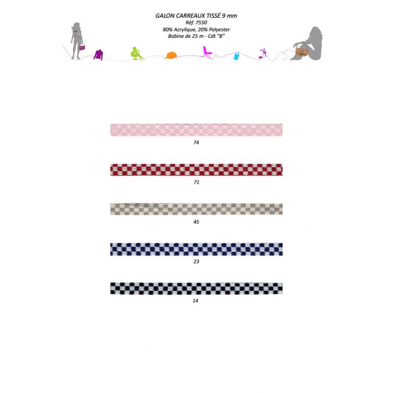 Stephanoise S7550 - GALON CARREAUX TISSE 9MM