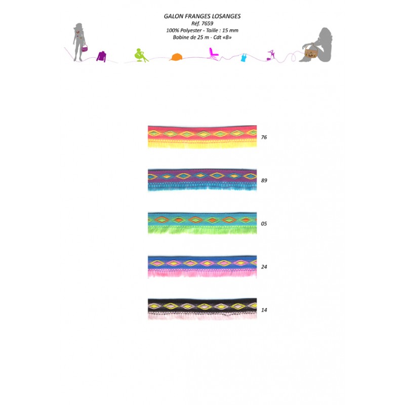 Stephanoise S7659 - GALON FRANGES LOSANGES 15MM