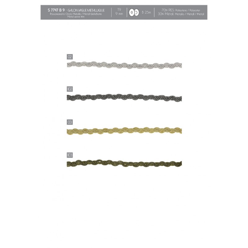 Stephanoise S7747 - GALON VAGUE METALLIQUE