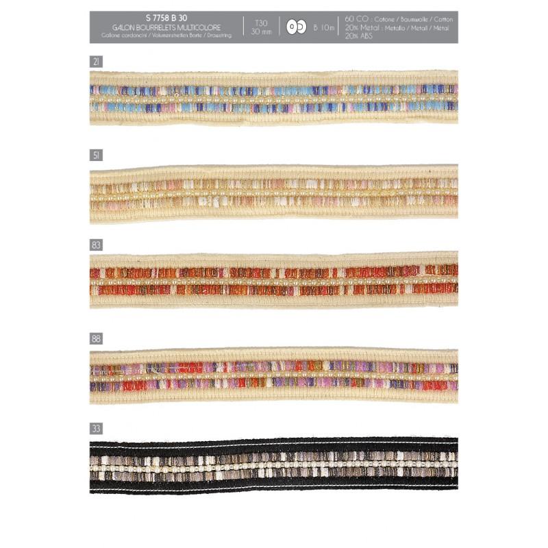 Stephanoise S7758 - GALON BOURRELETS MULTICOLORE