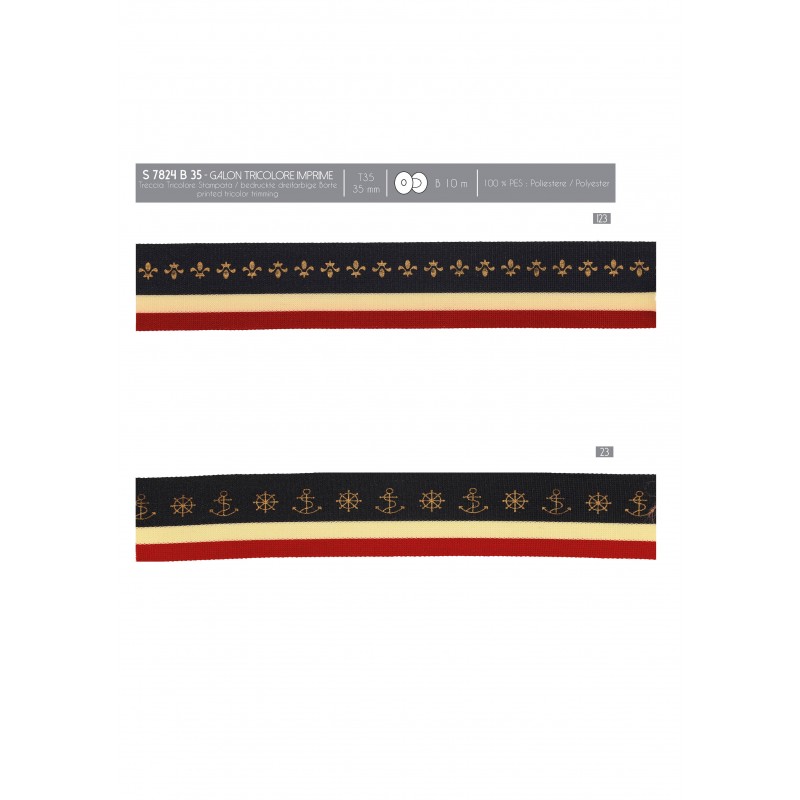 Stephanoise S7824 - GALON TRICOLORE IMPRIME