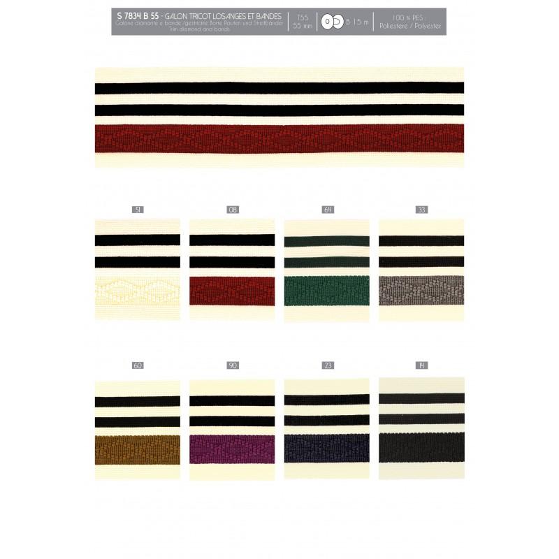 Stephanoise S7834 - GALON TRICOT LOSANGES ET BANDES