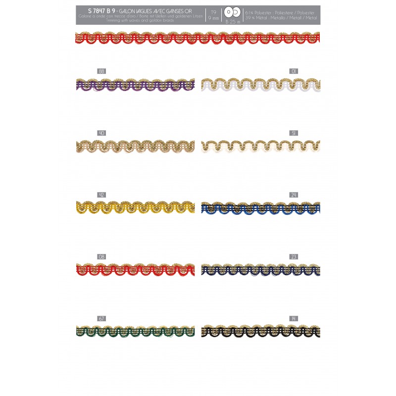 Stephanoise S7847 - GALON VAGUES AVEC GANSES OR