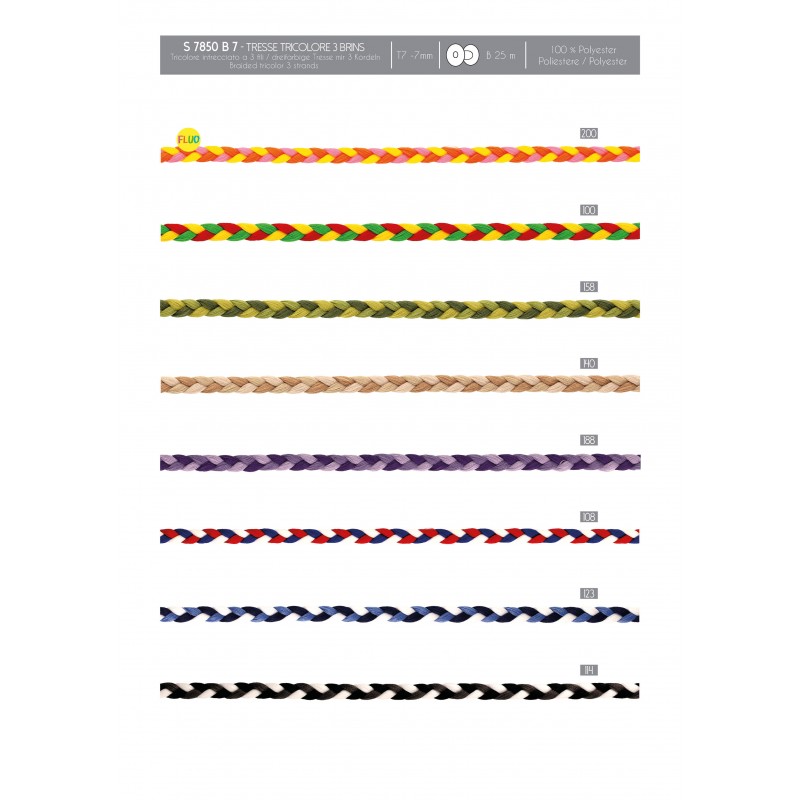 Stephanoise S7850 - TRESSE TRICOLORE 3 BRINS