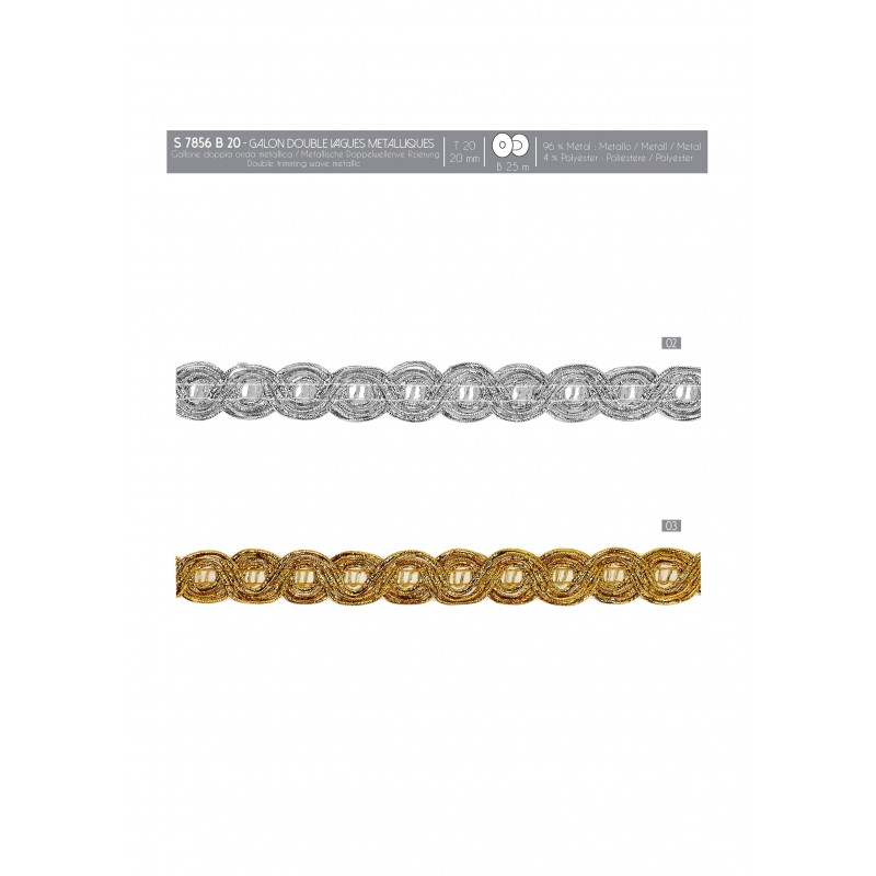 Stephanoise S7856 - GALON DOUBLE VAGUES METALLIQUES