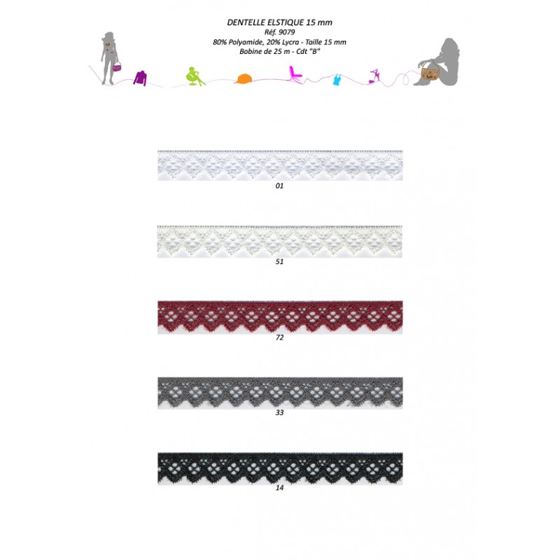 Stephanoise S9079 - DENTELLE ELASTIQUE 15MM