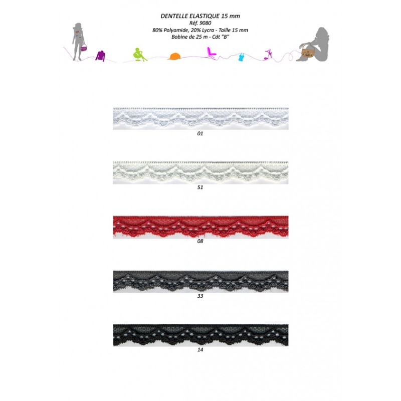 Stephanoise S9080 - DENTELLE ELASTIQUE 15MM