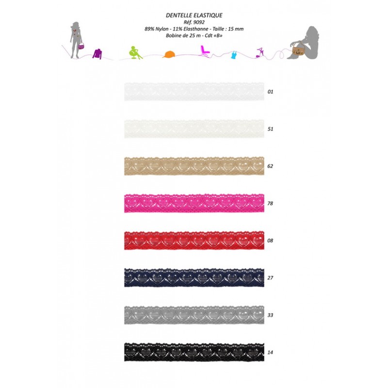 Stephanoise S9092 - DENTELLE ELASTIQUE 15 MM