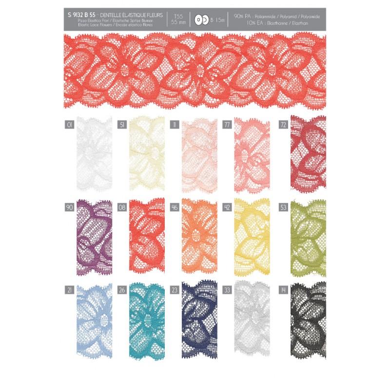 Stephanoise S9132 - DENTELLE ÉLASTIQUE FLEURS