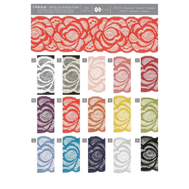 Stephanoise S9134 - DENTELLE ÉLASTIQUE FLEURS