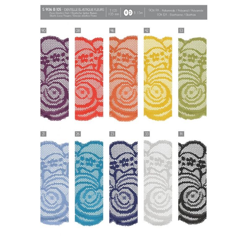 Stephanoise S9136 - DENTELLE ÉLASTIQUE FLEURS
