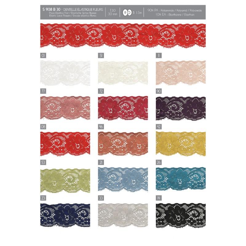 Stephanoise S9138 - DENTELLE ÉLASTIQUE FLEURS