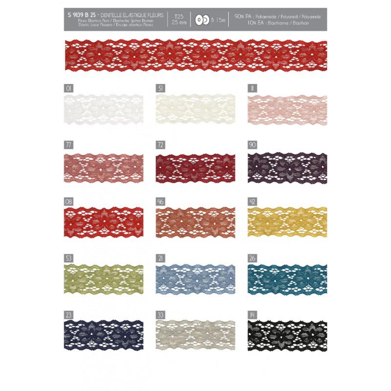 Stephanoise S9139 - DENTELLE ÉLASTIQUE FLEURS