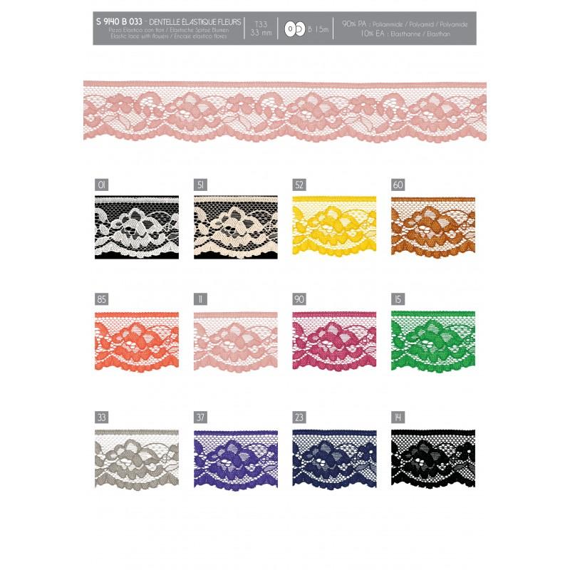 Stephanoise S9140 - DENTELLE ÉLASTIQUE FLEURS