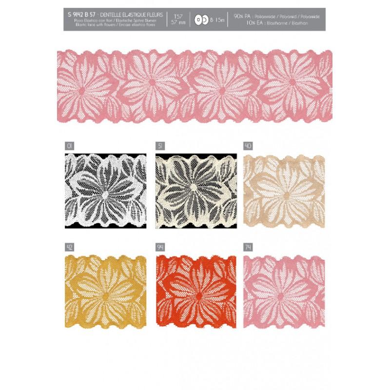 Stephanoise S9142 - DENTELLE ÉLASTIQUE FLEURS