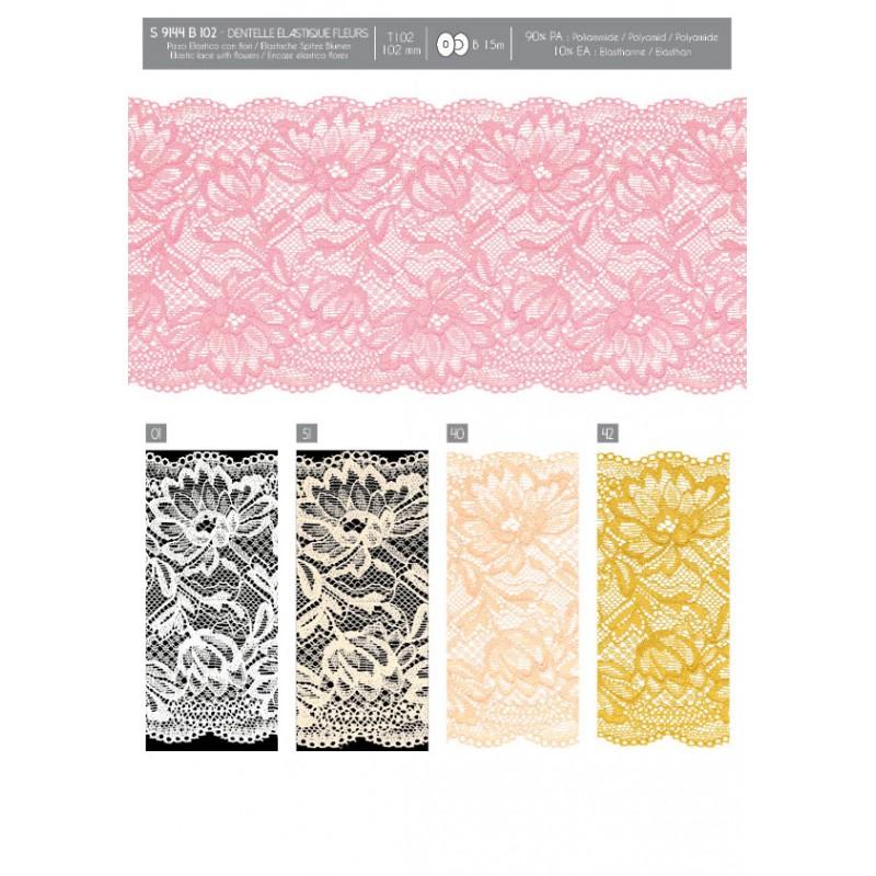 Stephanoise S9144 - DENTELLE ÉLASTIQUE FLEURS