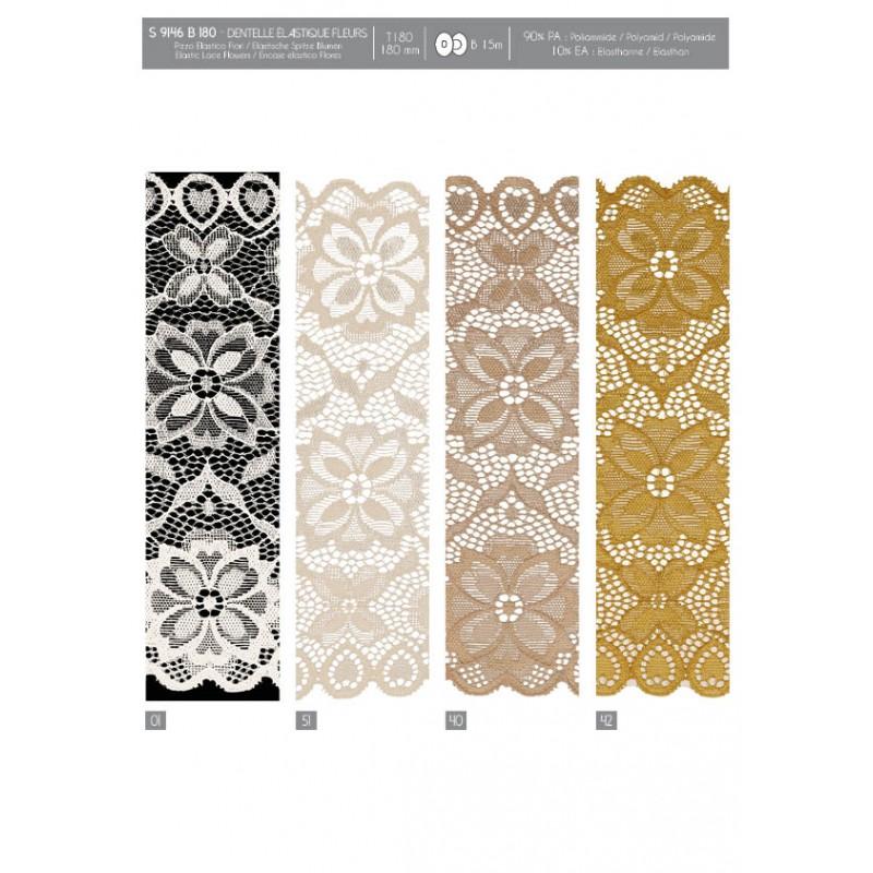 Stephanoise S9146 - DENTELLE ÉLASTIQUE FLEURS