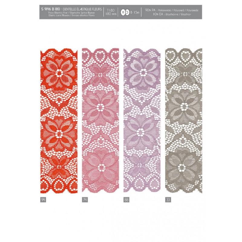 Stephanoise S9146 - DENTELLE ÉLASTIQUE FLEURS