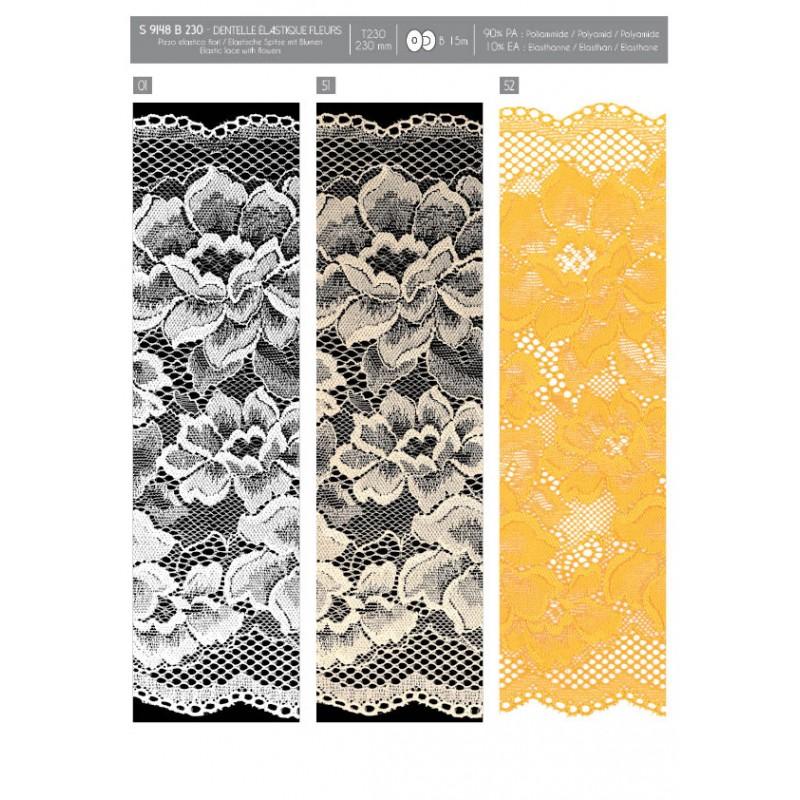 Stephanoise S9148 - DENTELLE ÉLASTIQUE FLEURS