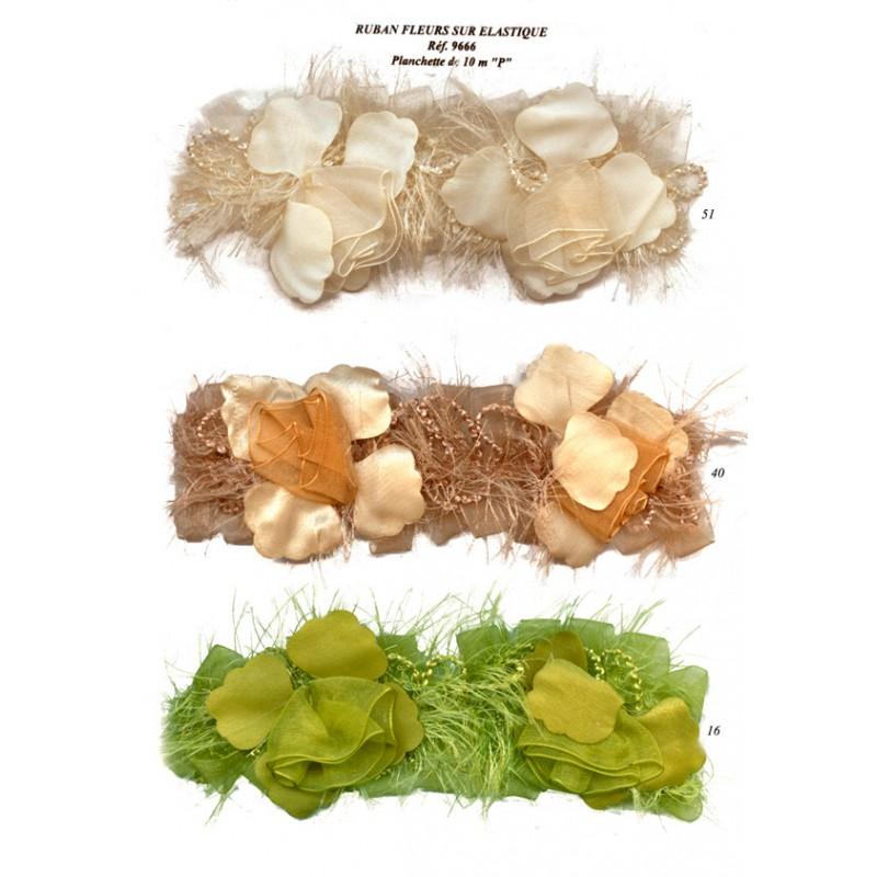 Stephanoise S9666 - RUBAN FLEURS/ELASTIQUE