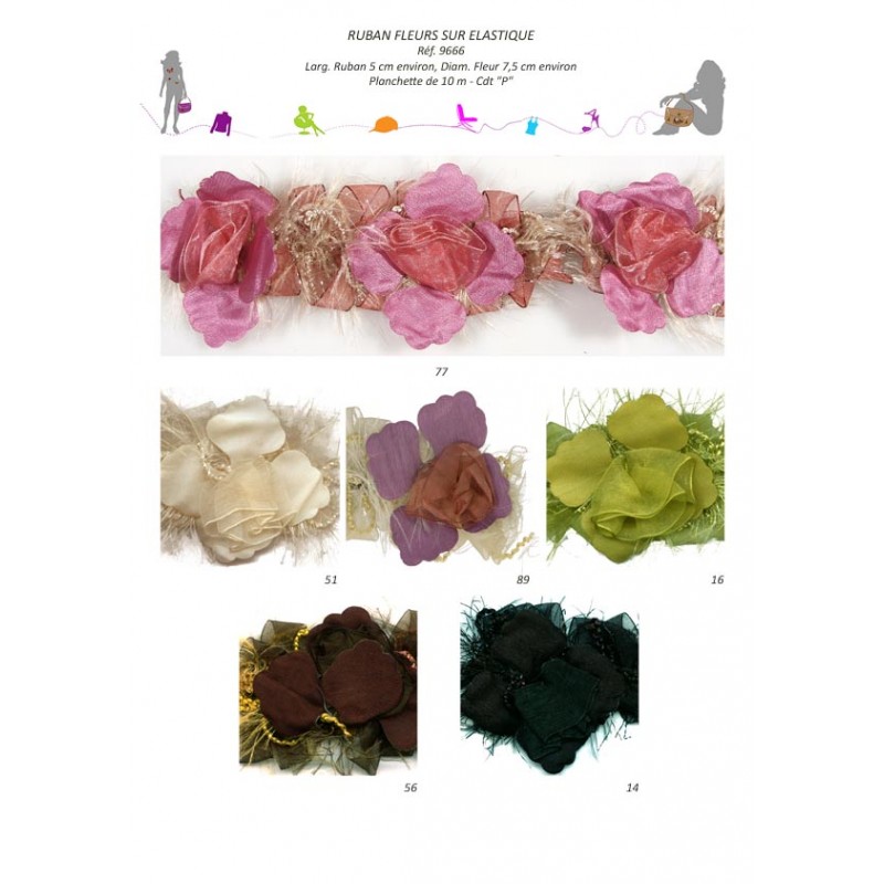 Stephanoise S9666 - RUBAN FLEURS/ELASTIQUE