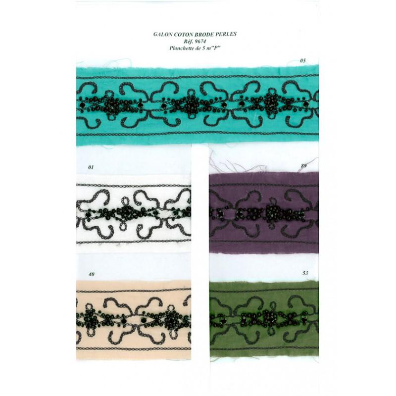 Stephanoise S9674 - GALON COTON BRODE PERLES