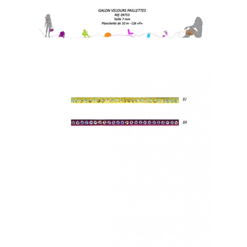 Stephanoise S9753 - GALON VELOURS PAILLETTES
