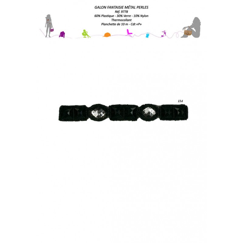 Stephanoise S9778 - GALON FANTAISIE METAL PERLES