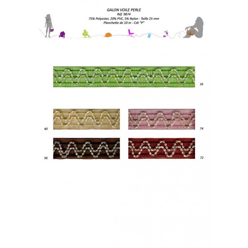 Stephanoise S9874 - GALON VOILE PERLE 25MM