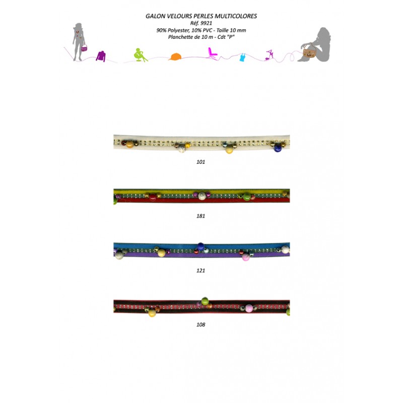 Stephanoise S9921 - GALON VELOURS PERLES