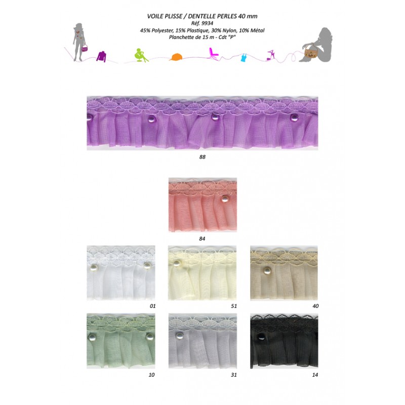 Stephanoise S9934 - VOILE PLISSE/DENT PERLES