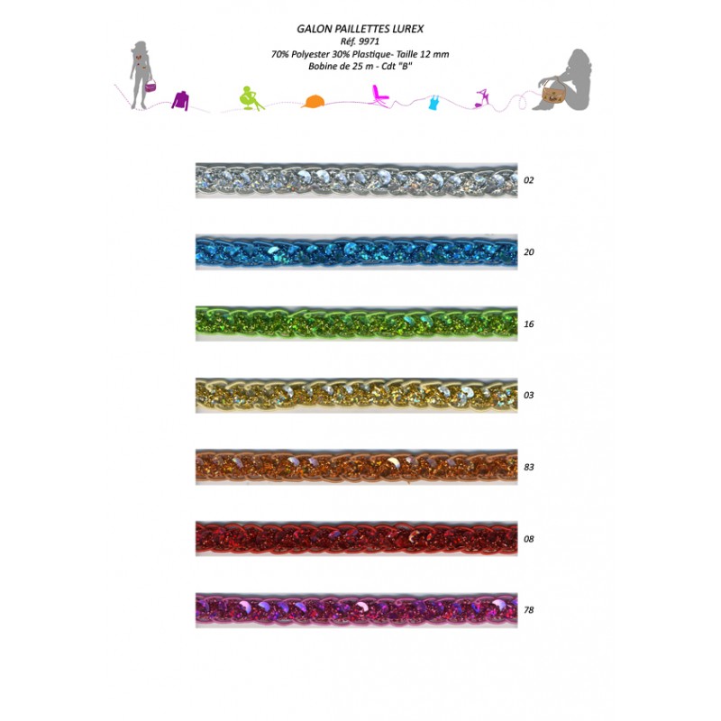 Stephanoise S9971 - GALON METAL PAILLETTE 12MM