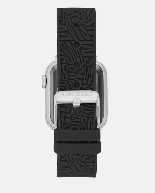 Steven New York Apple Bracelet En Caoutchouc Avec Logo 38/40/41 Mm Noir